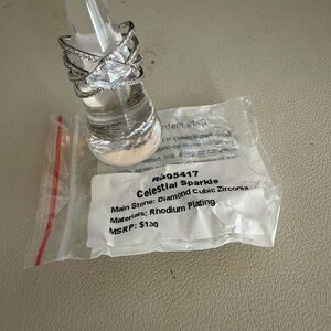 Bomb Party Celestial Sparkle Ring | Size 7 | Diamond CZ | Rhodium Plated